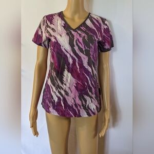 Pre-owned koi Women's V-Neck Top in Purple and Pink, TF